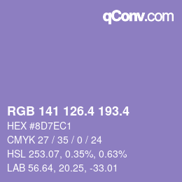 カラーコード: RGB 141 126.4 193.4 | qconv.com