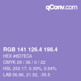 カラーコード: RGB 141 126.4 198.4 | qconv.com