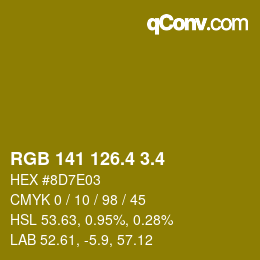 カラーコード: RGB 141 126.4 3.4 | qconv.com