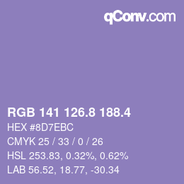 カラーコード: RGB 141 126.8 188.4 | qconv.com