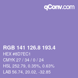 カラーコード: RGB 141 126.8 193.4 | qconv.com