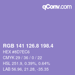 カラーコード: RGB 141 126.8 198.4 | qconv.com