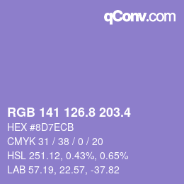 カラーコード: RGB 141 126.8 203.4 | qconv.com