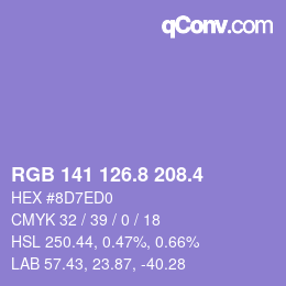 カラーコード: RGB 141 126.8 208.4 | qconv.com