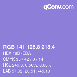 カラーコード: RGB 141 126.8 218.4 | qconv.com