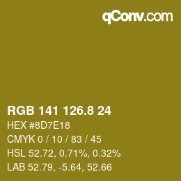 カラーコード: RGB 141 126.8 24 | qconv.com