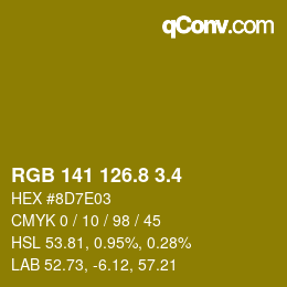 カラーコード: RGB 141 126.8 3.4 | qconv.com