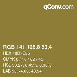 カラーコード: RGB 141 126.8 53.4 | qconv.com