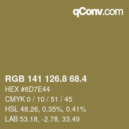 カラーコード: RGB 141 126.8 68.4 | qconv.com
