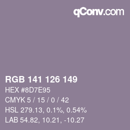 Color code: RGB 141 126 149 | qconv.com