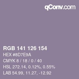 Farbcode: RGB 141 126 154 | qconv.com