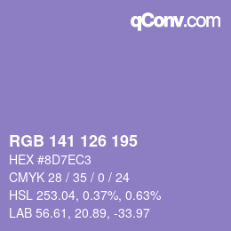 Color code: RGB 141 126 195 | qconv.com