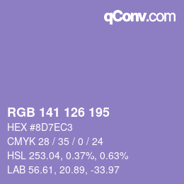 颜色代码: RGB 141 126 195 | qconv.com