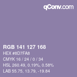 Color code: RGB 141 127 168 | qconv.com