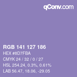 Color code: RGB 141 127 186 | qconv.com