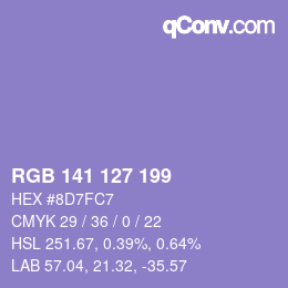 Color code: RGB 141 127 199 | qconv.com