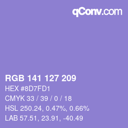Color code: RGB 141 127 209 | qconv.com