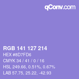 Color code: RGB 141 127 214 | qconv.com