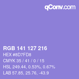 Color code: RGB 141 127 216 | qconv.com