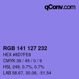 Color code: RGB 141 127 232 | qconv.com