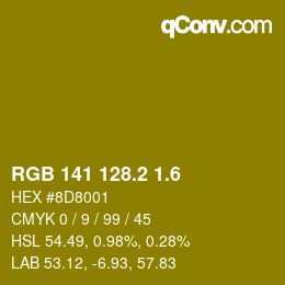 カラーコード: RGB 141 128.2 1.6 | qconv.com