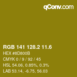 カラーコード: RGB 141 128.2 11.6 | qconv.com