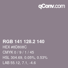 カラーコード: RGB 141 128.2 140 | qconv.com