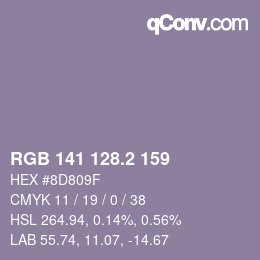 カラーコード: RGB 141 128.2 159 | qconv.com