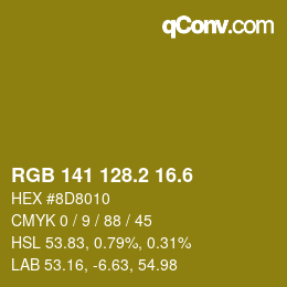 カラーコード: RGB 141 128.2 16.6 | qconv.com