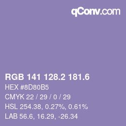 カラーコード: RGB 141 128.2 181.6 | qconv.com