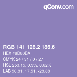 カラーコード: RGB 141 128.2 186.6 | qconv.com