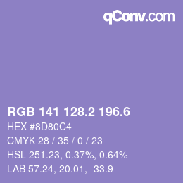 カラーコード: RGB 141 128.2 196.6 | qconv.com