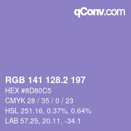カラーコード: RGB 141 128.2 197 | qconv.com