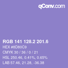 カラーコード: RGB 141 128.2 201.6 | qconv.com