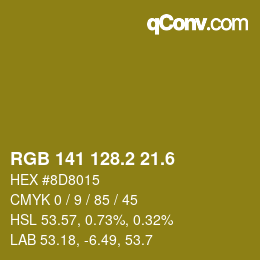 カラーコード: RGB 141 128.2 21.6 | qconv.com