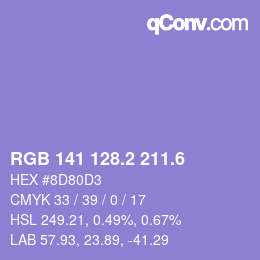 カラーコード: RGB 141 128.2 211.6 | qconv.com