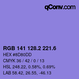 カラーコード: RGB 141 128.2 221.6 | qconv.com
