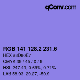 カラーコード: RGB 141 128.2 231.6 | qconv.com