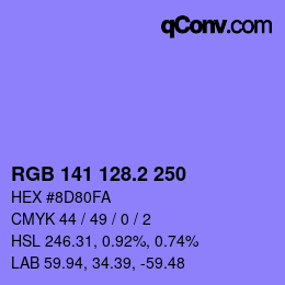 カラーコード: RGB 141 128.2 250 | qconv.com