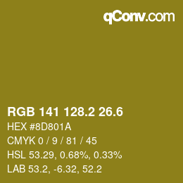 カラーコード: RGB 141 128.2 26.6 | qconv.com