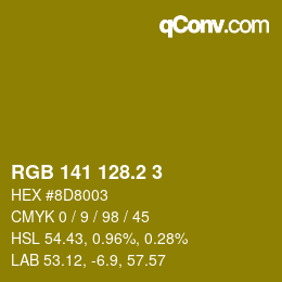 カラーコード: RGB 141 128.2 3 | qconv.com