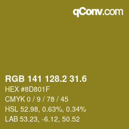 カラーコード: RGB 141 128.2 31.6 | qconv.com