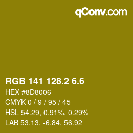 カラーコード: RGB 141 128.2 6.6 | qconv.com