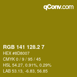 カラーコード: RGB 141 128.2 7 | qconv.com