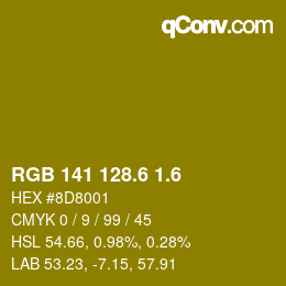 カラーコード: RGB 141 128.6 1.6 | qconv.com