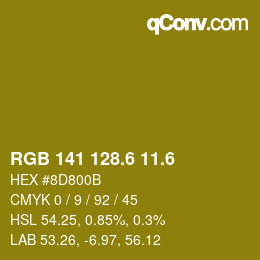 カラーコード: RGB 141 128.6 11.6 | qconv.com