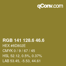 カラーコード: RGB 141 128.6 46.6 | qconv.com