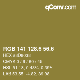 カラーコード: RGB 141 128.6 56.6 | qconv.com
