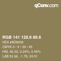 カラーコード: RGB 141 128.6 86.6 | qconv.com