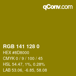 颜色代码: RGB 141 128 0 | qconv.com